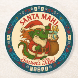 Santa Mahj Festive Round Paper Coasters Runder Pappuntersetzer