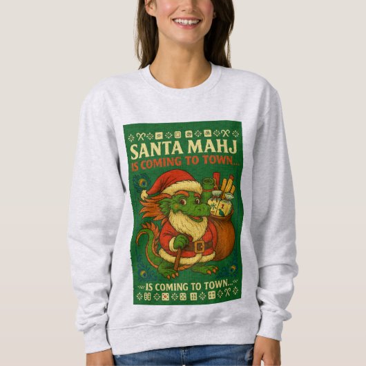 Santa Mahj hässlicher Pullover Sweatshirt (Vorderseite)