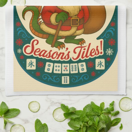 Santa Mahj Kitchen Towel Geschirrtuch (Gefaltet)