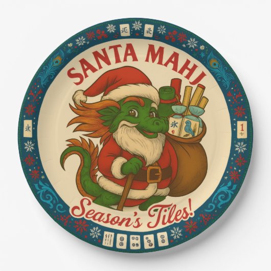 Santa Mahj! Pappteller (Vorderseite)