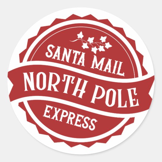 Santa Mail North Pole Express Runder Aufkleber (Vorderseite)
