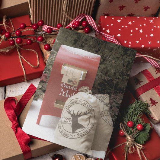 Santa Mail Reindeer Post Festliche Weihnachtsfeier Karte