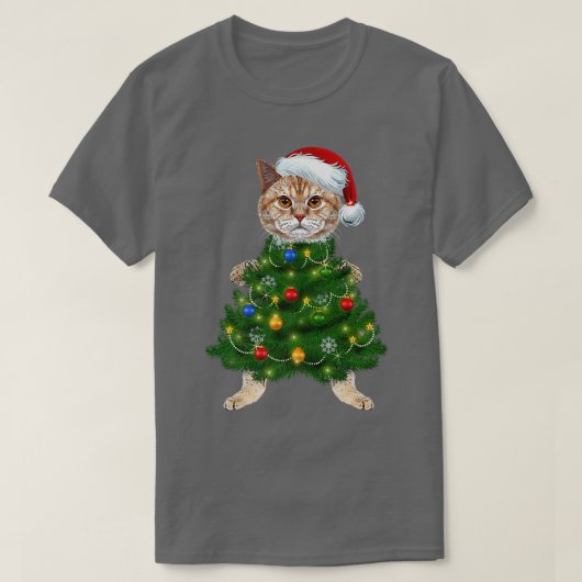 Santa Maine Coon Weihnachtsbaum Leuchtfeuer Xm T-Shirt (Design vorne)