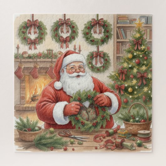 Santa Making Wreaths Christmas Puzzle (Vertikal)