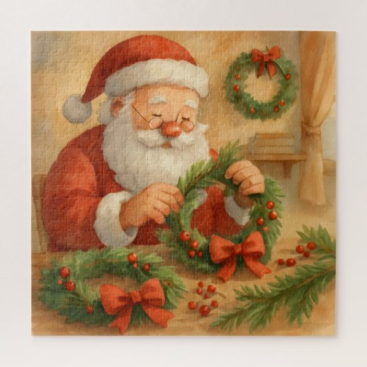 Santa Making Wreaths Christmas Puzzle (Vertikal)