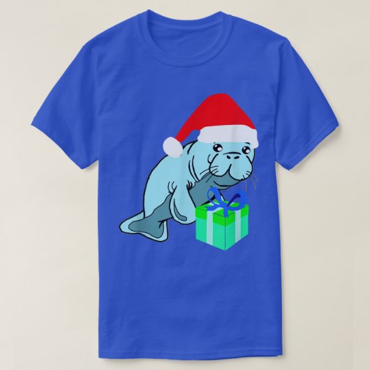 Santa Manatee Kostüm Funny Dugongidae Xmas Christ T-Shirt (Design vorne)