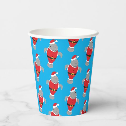 Santa Manatee Weihnachtsfeiertag Pappbecher (Rückseite)