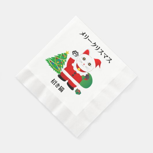 Santa Maneki Neko Serviette (Ecke)