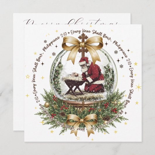 Santa & Manger Christmas Card with Scripture (Vorne/Hinten)