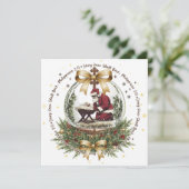 Santa & Manger Christmas Card with Scripture (Stehend Vorderseite)