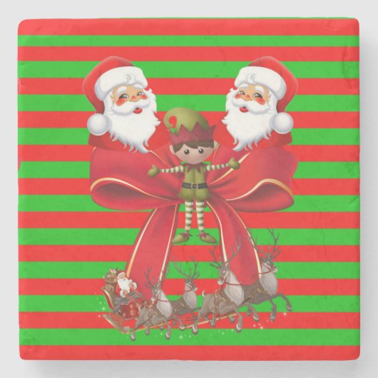 Santa Marble Stone Untersetzer Weihnachten (Vorderseite)
