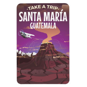Santa María Guatemala Vintage Reiseplakat. Magnet
