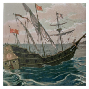 Santa Maria nähert sich der Küste des neuen W Fliese