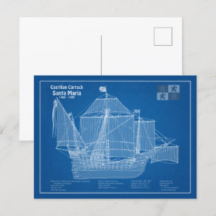 Santa Maria - Pläne für Schiffskonzepte ABD Postkarte