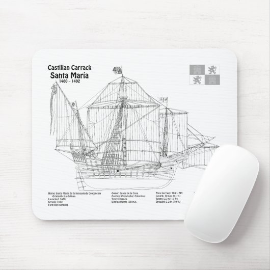 Santa Maria - Pläne für Schiffskonzepte BD Mousepad (Mit Mouse)