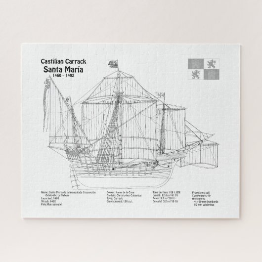 Santa Maria - Pläne für Schiffskonzepte BD Puzzle (Horizontal)