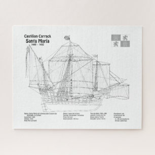 Santa Maria - Schiff-Blauplan-Pläne BD Puzzle