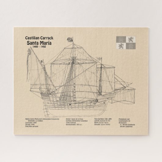 Santa Maria - Schiffsplänen SD Puzzle (Horizontal)