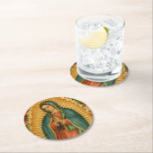 Santa Maria, Virgen de Guadalupe Mother Mary Roses Runder Pappuntersetzer (Vor Ort)