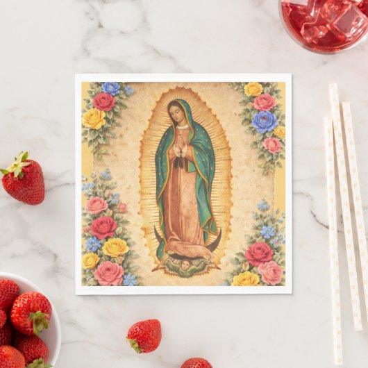 Santa Maria, Virgen de Guadalupe Mother Mary Roses Serviette (Beispiel)