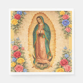 Santa Maria, Virgen de Guadalupe Mother Mary Roses Serviette