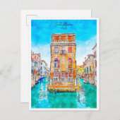 Santa Marina Italien Jahrgang Reise Wasserfarbe Postkarte (Vorne/Hinten)