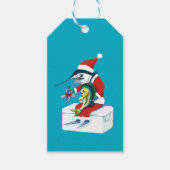 Santa Marlin auf Türkis Geschenkanhänger (Vorderseite)