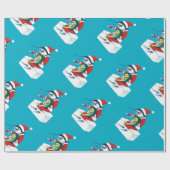Santa Marlin auf Türkis Geschenkpapier (Flach)