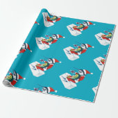 Santa Marlin auf Türkis Geschenkpapier (Ungerollt)