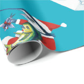 Santa Marlin on teal Geschenkpapier (Rolleneckpunkt)