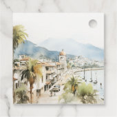 Santa Marta Colombia Watercolor Landscape Wedding Geschenkanhänger (Rückseite)