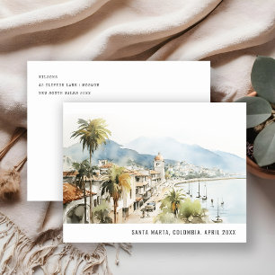 Santa Marta Kolumbien Aquarell-Landschaft Reise Feiertagspostkarte