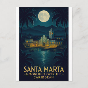 SANTA MARTA — MONDSCHEIN ÜBER DEM KARIBISCHEN MEER POSTKARTE