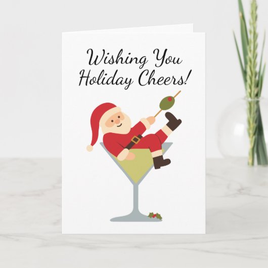 Santa Martini Holiday Cheers Christmas Card Karte (Vorderseite)