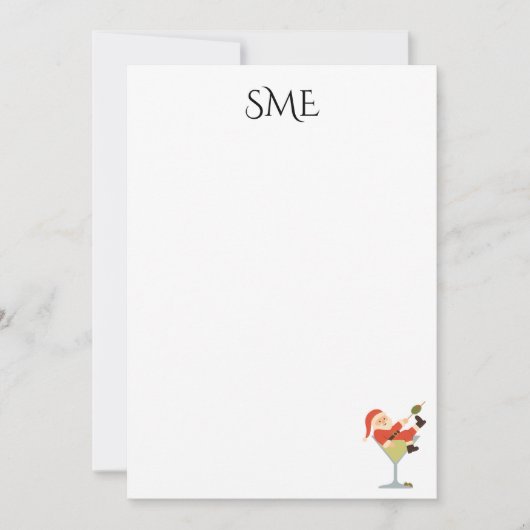 Santa Martini Monogram Thank You Cards Einladung (Vorderseite)