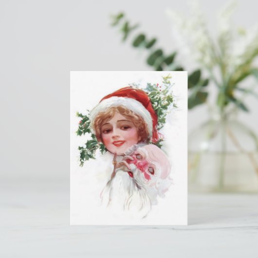 Santa Mask Feiertagspostkarte (Stehend Vorderseite)