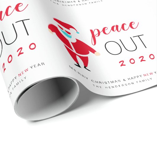Santa Mask Peace Out 2020 Weihnachten Geschenkpapier (Rolleneckpunkt)