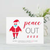 Santa Mask Peace Out 2021 Feiertagskarte (Stehend Vorderseite)