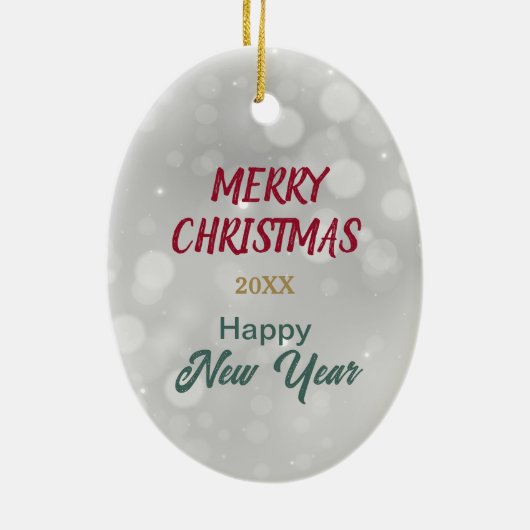 Santa Mastiff Dog in Weihnachtslicht ummantelt Keramik Ornament (Hinten)