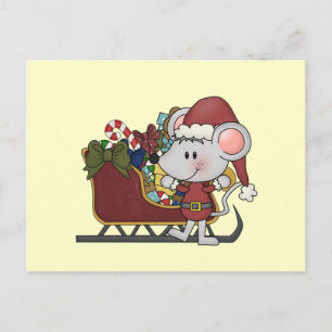 Santa Maus mit Schlitten Feiertagspostkarte