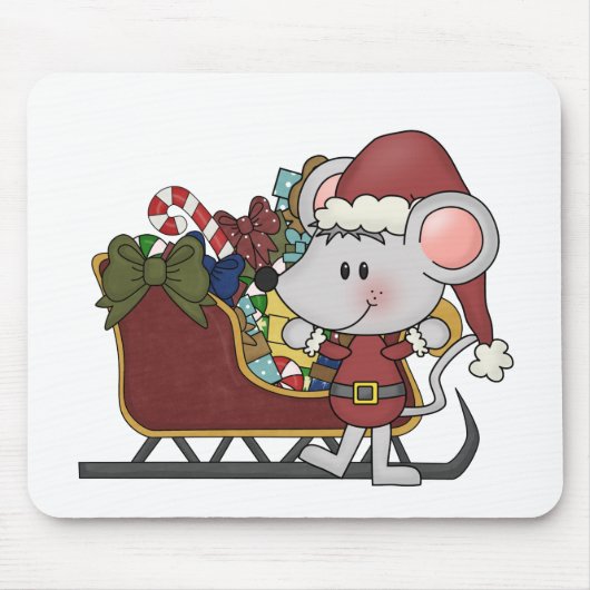 Santa Maus mit Schlitten Mousepad (Vorne)