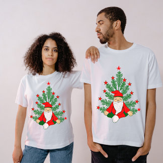 Santa Meditation unter einem Weihnachtsbaum T-Shirt