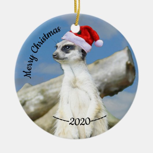 Santa Meerkat Frohe Weihnachten Keramik Ornament (Vorne)