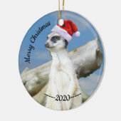Santa Meerkat Frohe Weihnachten Keramik Ornament (Links)
