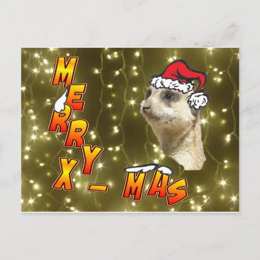 Santa Meerkat Frory Christmas Sparkling Postkarte (Vorderseite)