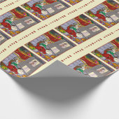 Santa Meeting Frau Santa Yellow Packaging Paper Geschenkpapier (Ecke)