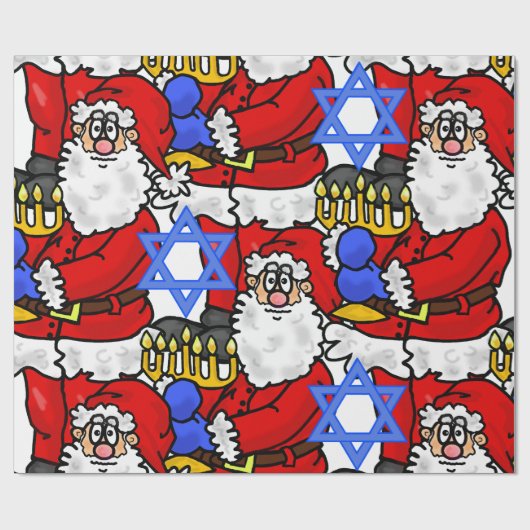 Santa Menorah Star von David Gift Wrap Geschenkpapier (Flach)