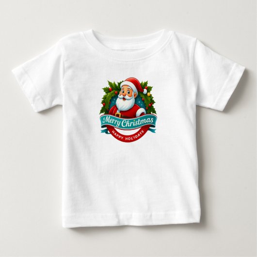 Santa Merry Christmas Happy Holidays Baby T-shirt (Vorderseite)