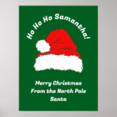 Santa Merry Christmas Modern Ho Ho Ho Name Poster (Vorne)