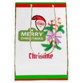 Santa Merry Christmas Stripe Geschenktaschen Mittlere Geschenktüte (Rückseite)